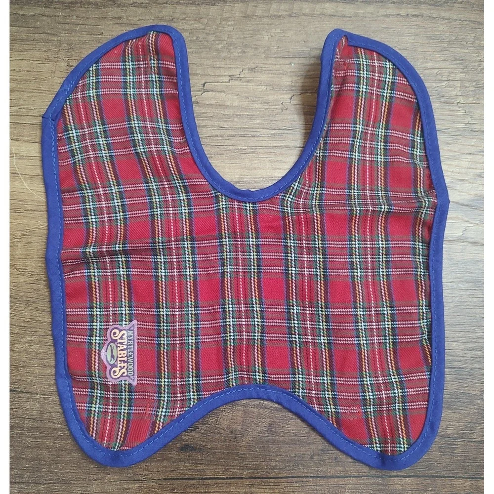 Myrtlewood Stable Toy Horse Blanket Red Plaid Blue Trim Z22